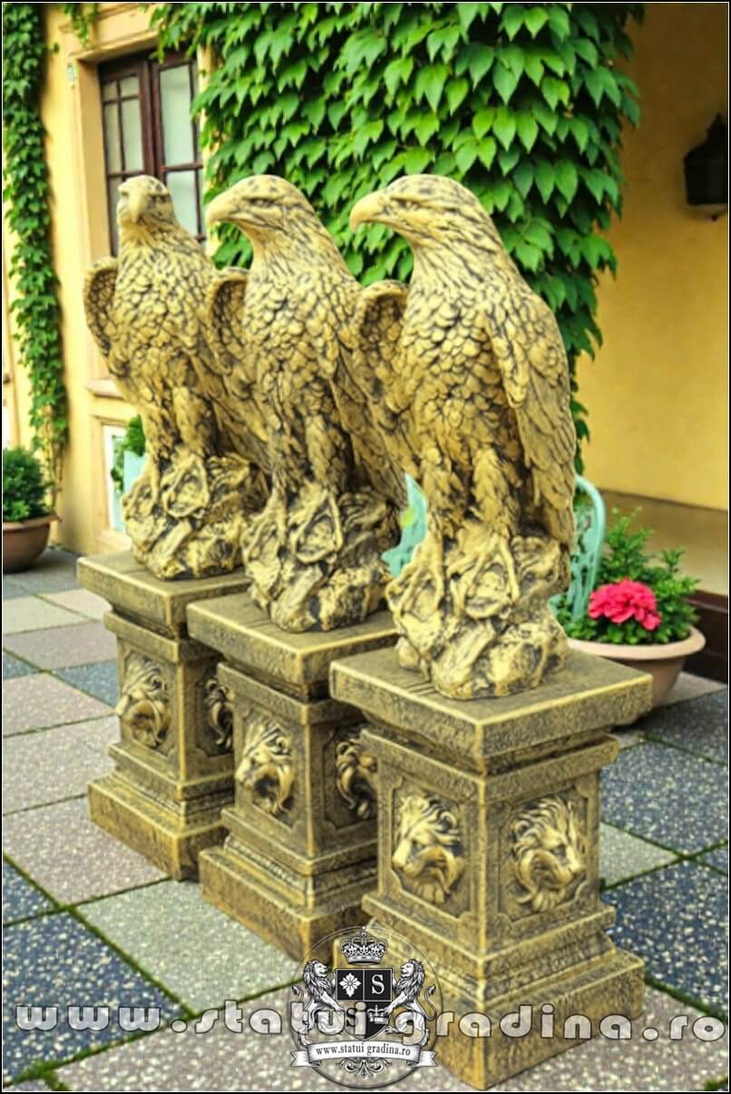 Set 3 vulturi, acvile, șoimi, uliu, auriu antichizat, model S82. (3)