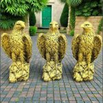 Set 3 vulturi, acvile, șoimi, uliu, auriu antichizat, model S82.