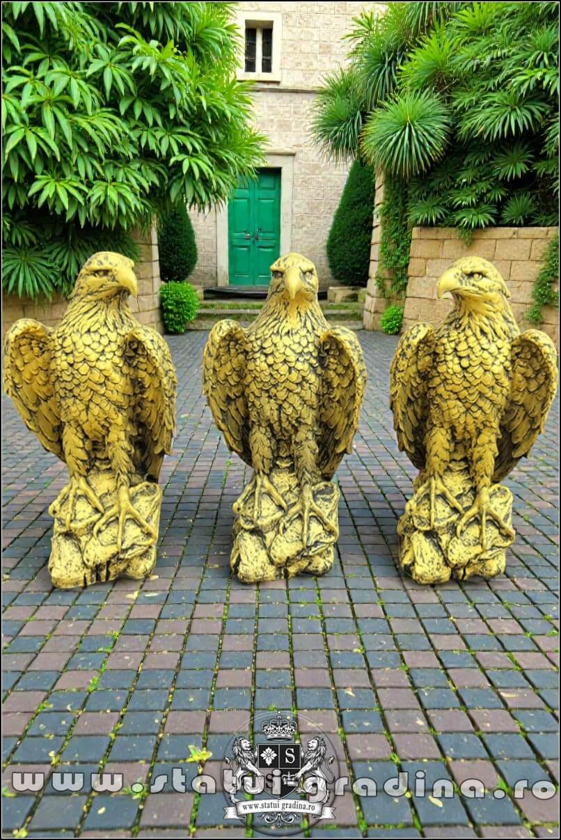 Set 3 vulturi, acvile, șoimi, uliu, auriu antichizat, model S82. (6)