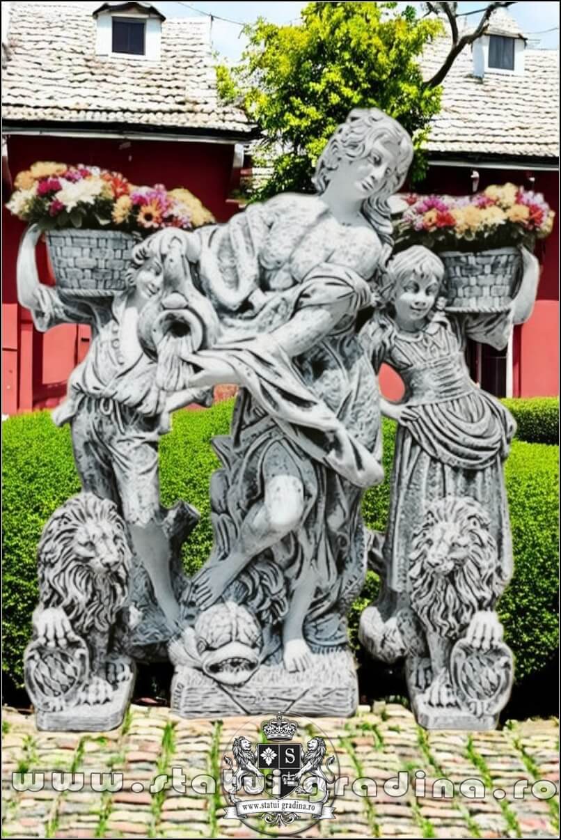 Set cinci statuete, gri patinat, model S94. (1)