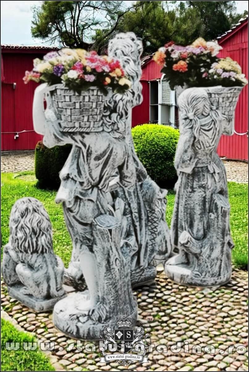 Set cinci statuete, gri patinat, model S94. (5)