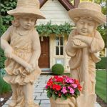 Set două statuete grădinari, galben patinat, model S90.