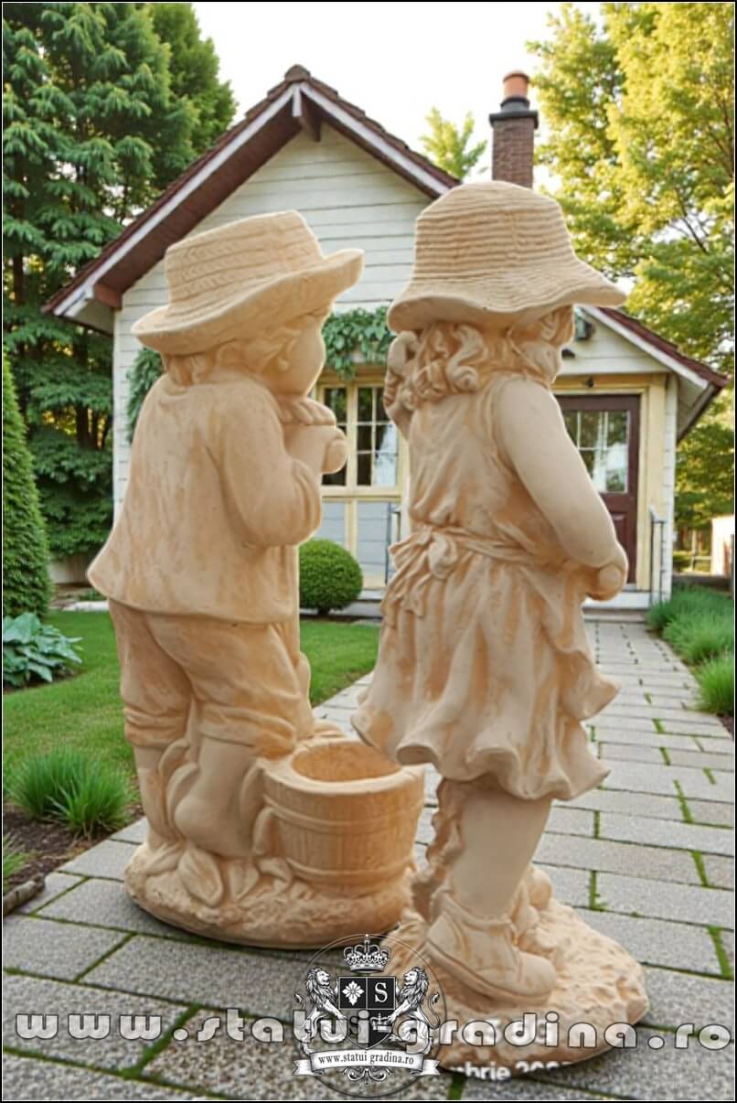 Set două statuete grădinari, galben patinat, model S90. (4)