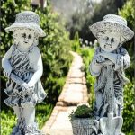 Set două statuete grădinari, gri patinat, model S90.