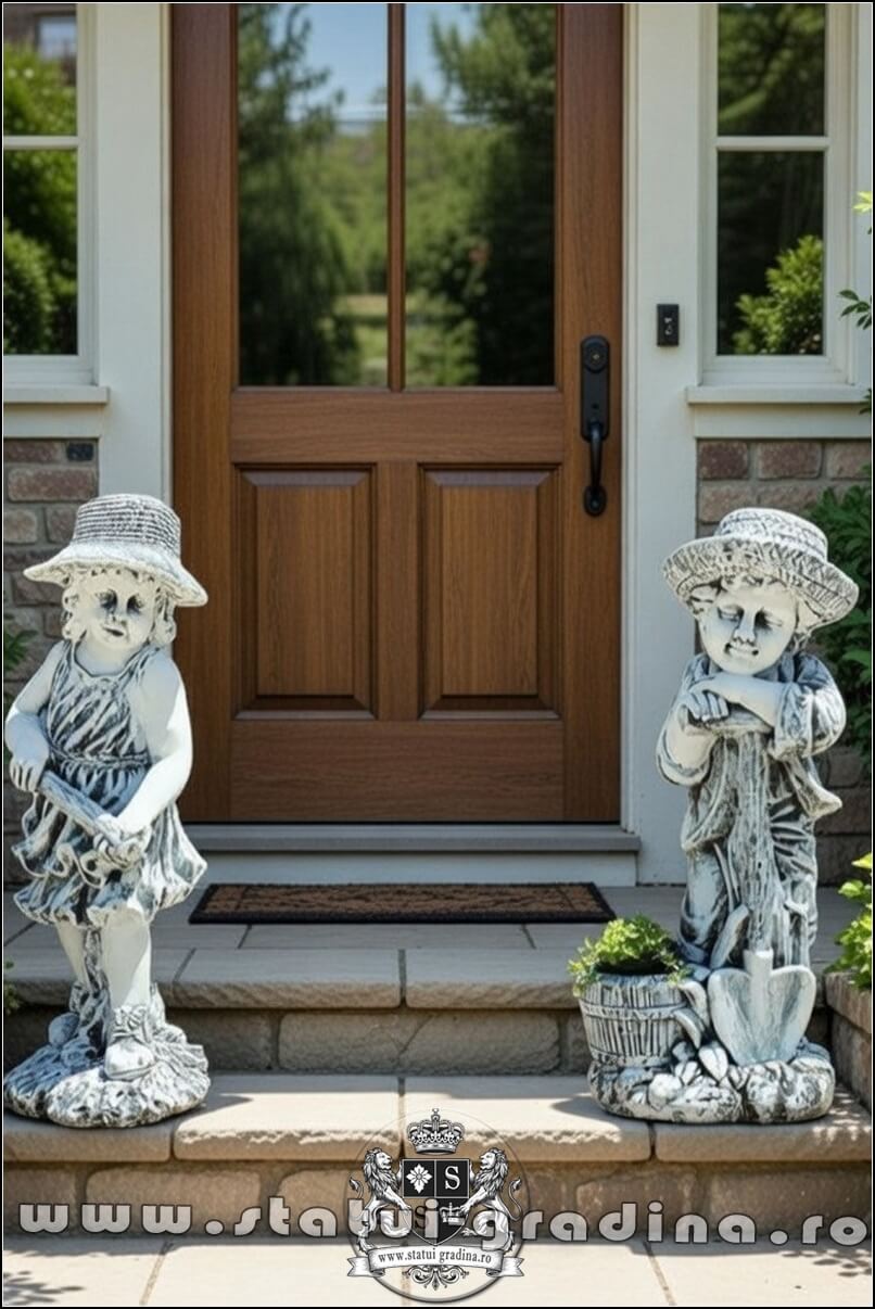 Set două statuete grădinari, gri patinat, model S90. (5)