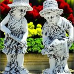 Set două statuete grădinari, gri patinat, model S92.