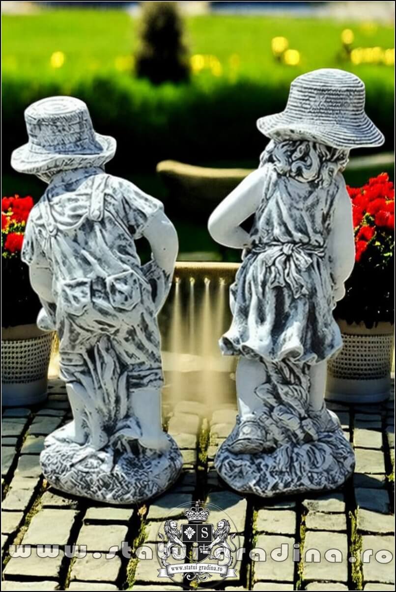 Set două statuete grădinari, gri patinat, model S92. (4)