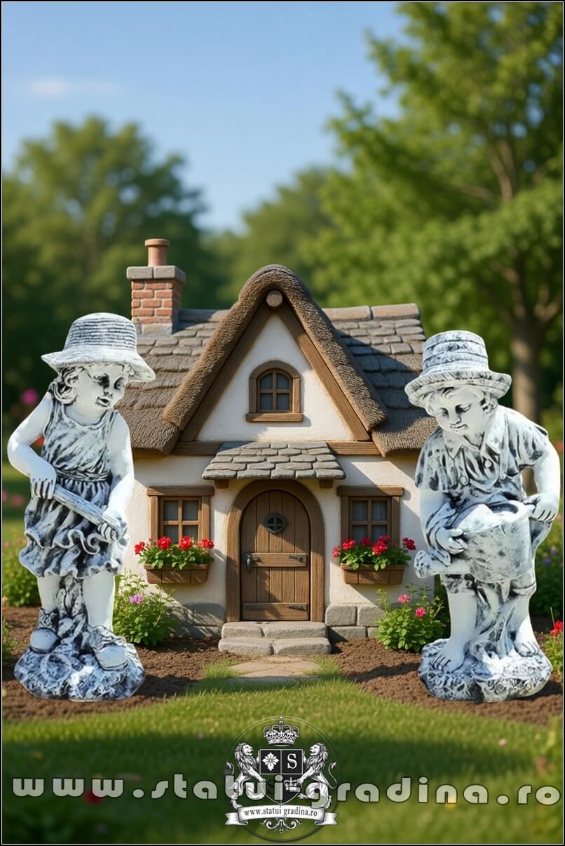 Set două statuete grădinari, gri patinat, model S92. (5)