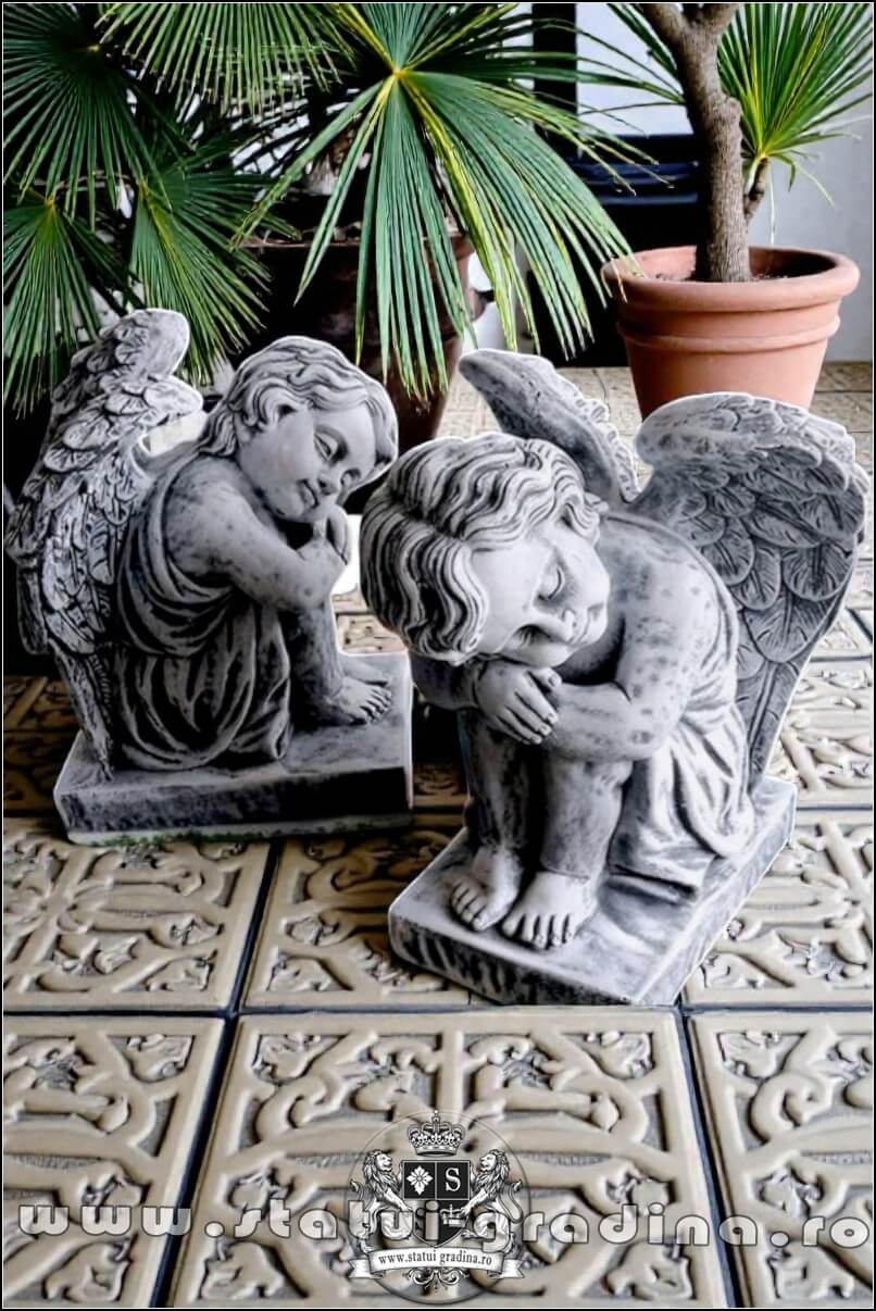 Set îngerași adormiți, gri antichizat, model S76. (1)