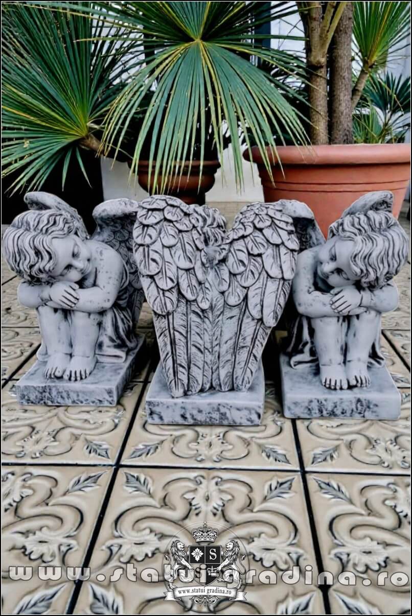 Set îngerași adormiți, gri antichizat, model S76. (2)