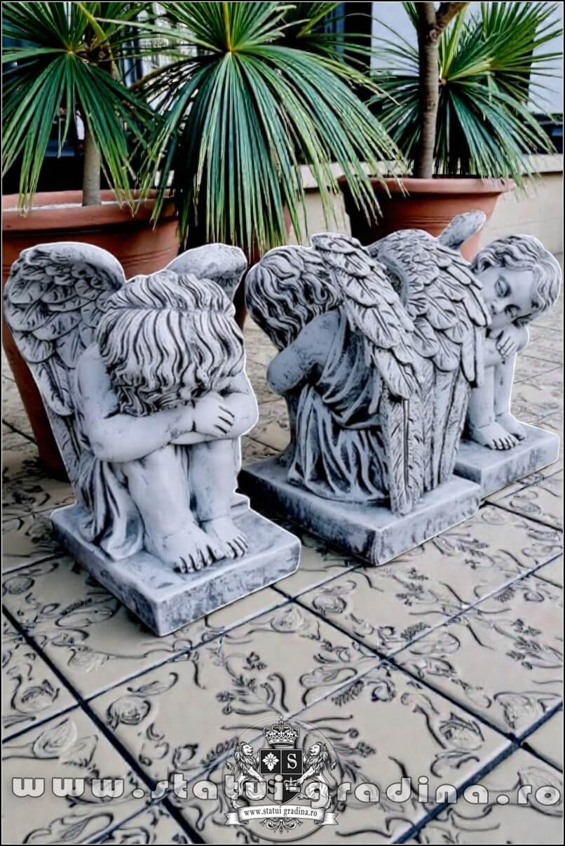 Set îngerași adormiți, gri antichizat, model S76. (3)