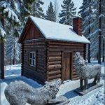 Set pereche lupi mari, gri antichizat, model S95-S96.