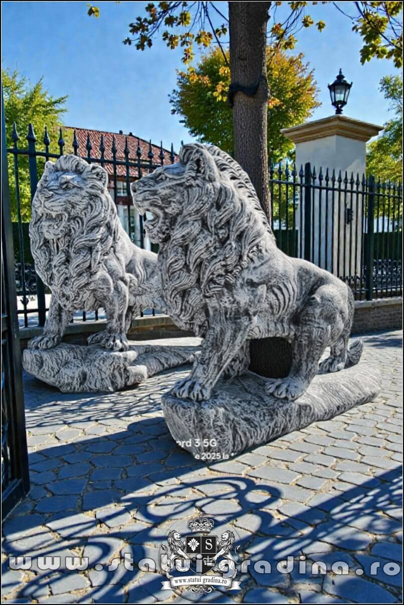 Set statuete lei gigant, gri patinat, model S66. (2)