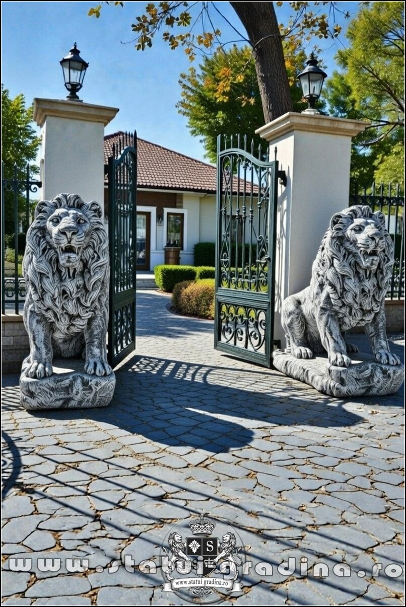 Set statuete lei gigant, gri patinat, model S66. (5)