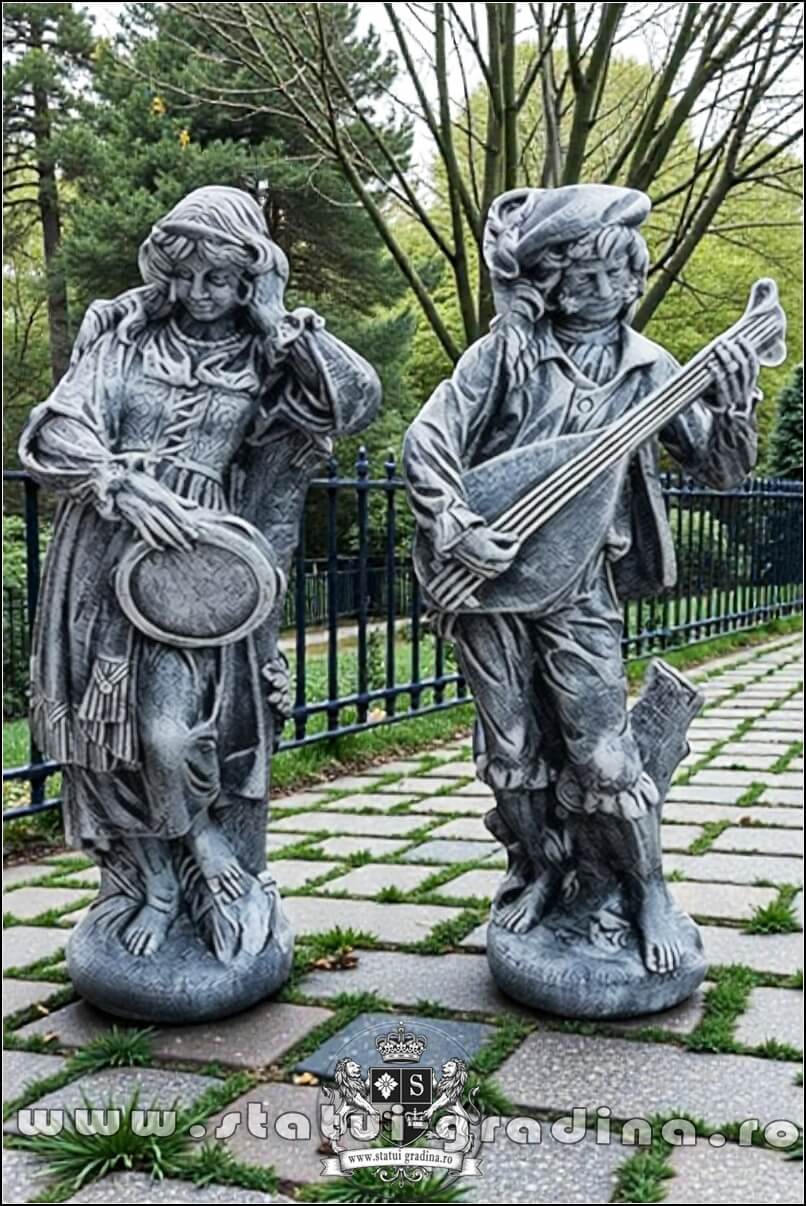 Set statuete muzicanți, gri patinat, model S69. (1)