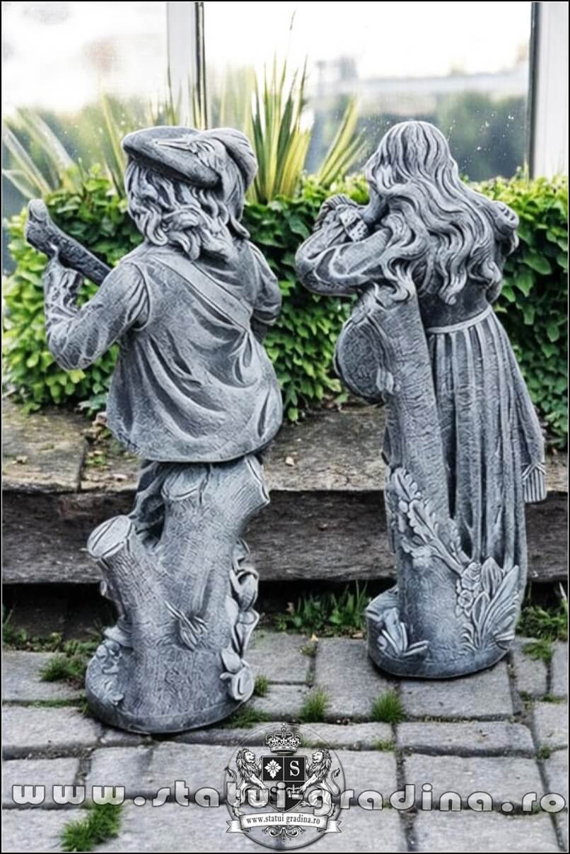 Set statuete muzicanți, gri patinat, model S69. (4)