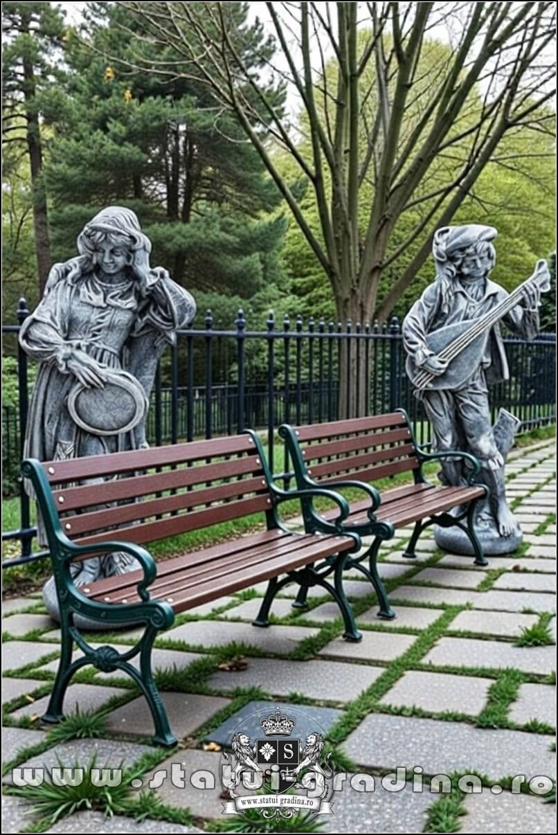 Set statuete muzicanți, gri patinat, model S69. (5)