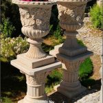 Set două vaze cu soclu, galben patinat, model V1-S6 (4).