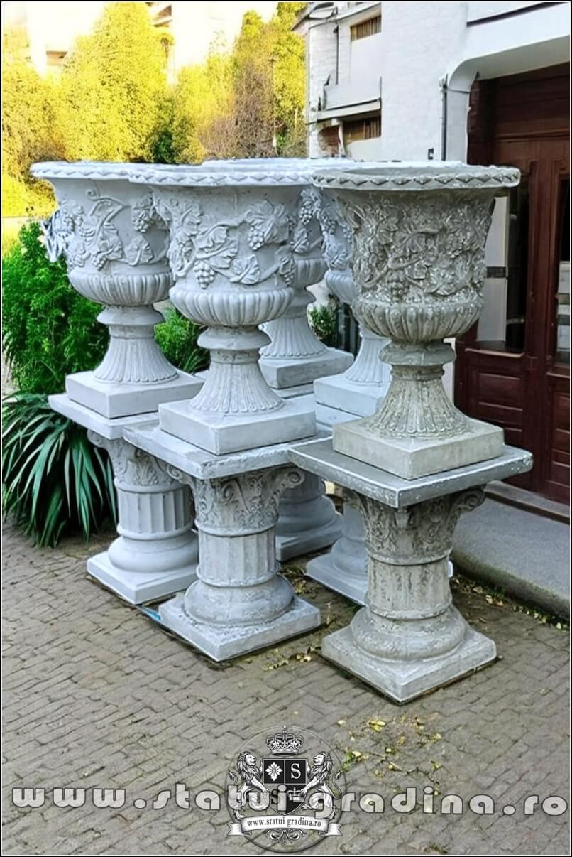 Set vază cu soclu, gri patinat, model V1-S6. (5)