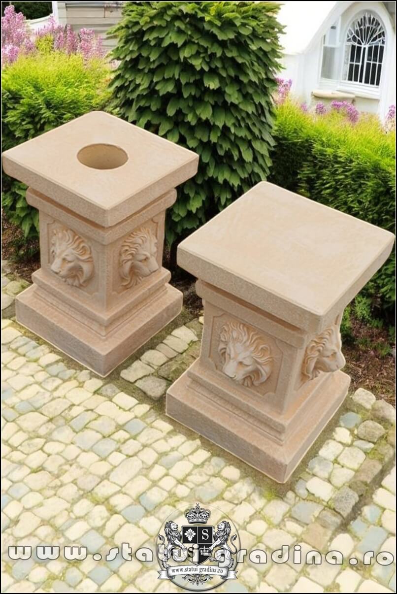 Soclu, stativ, cap de leu, galben patinat, model S84. (4)