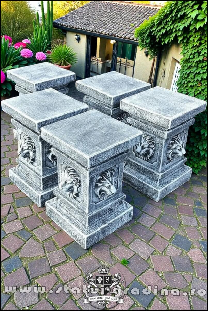 Soclu, stativ, cap de leu, gri patinat, model S84. (1)