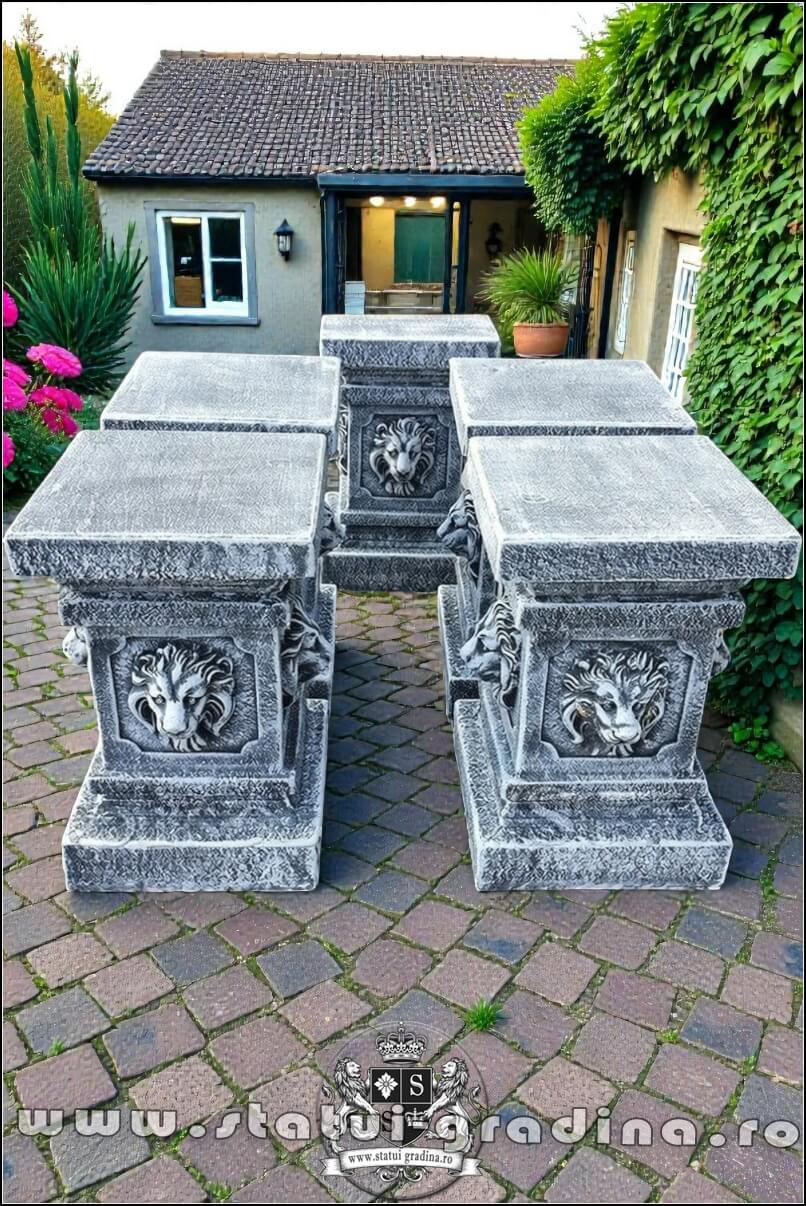 Soclu, stativ, cap de leu, gri patinat, model S84. (2)