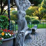 Statuetă Venus cu părul lung, gri patinat, model S71.