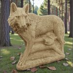 Statuetă animal lup, galben antichizat, model S78.