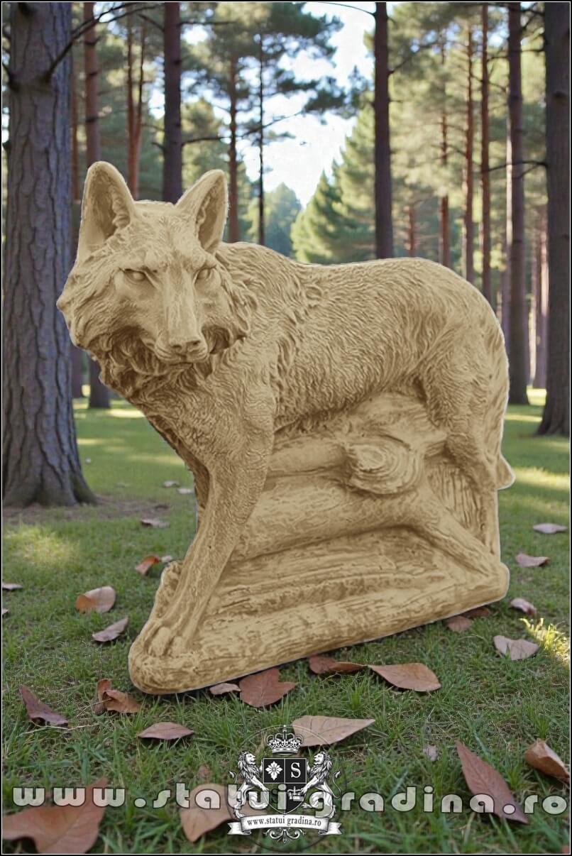 Statuetă animal lup, galben antichizat, model S78. (1)