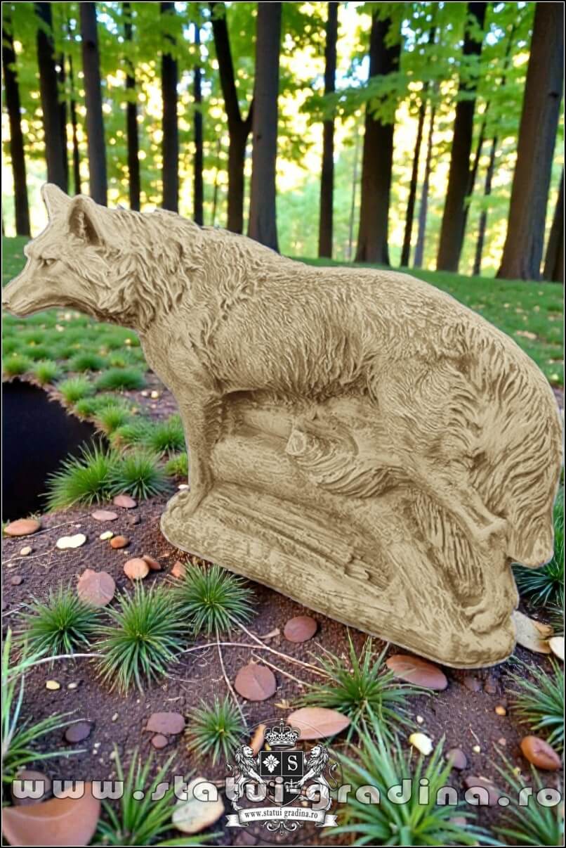 Statuetă animal lup, galben antichizat, model S78. (3)