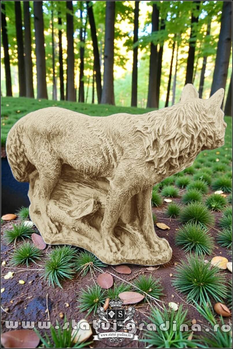 Statuetă animal lup, galben antichizat, model S78. (5)