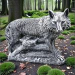 Statuetă animal lup, gri patinat, model S78.