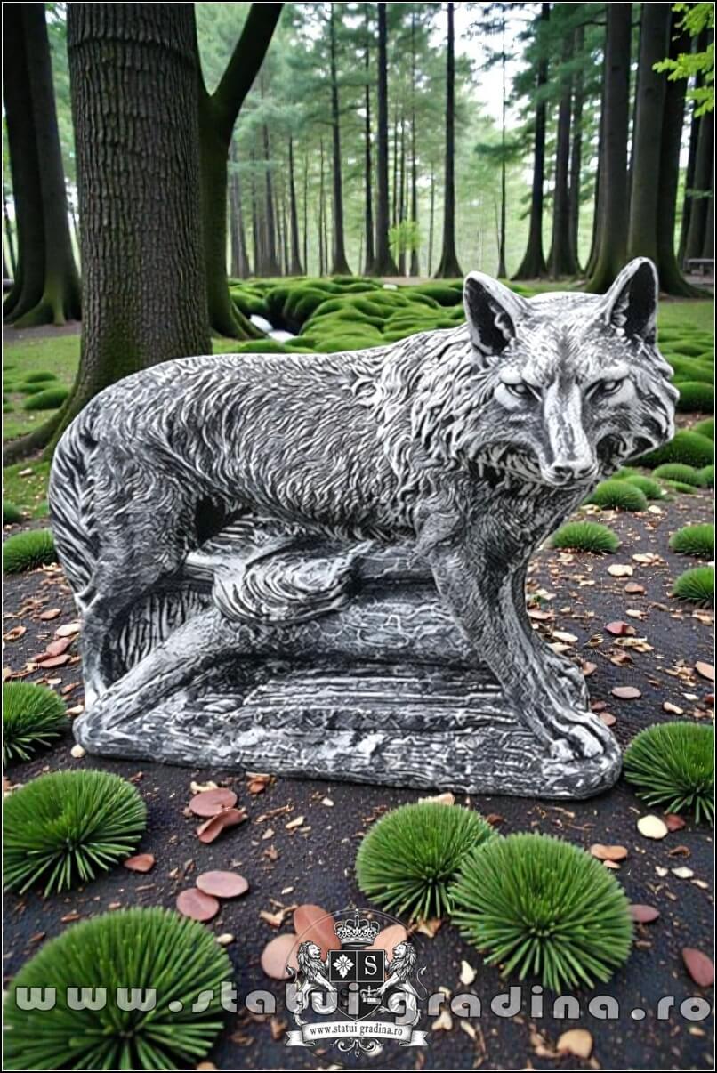 Statuetă animal lup, gri antichizat, model S78. (2)