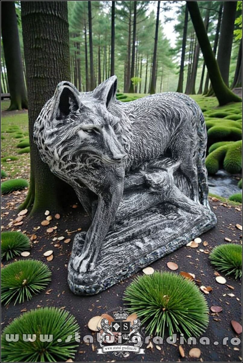 Statuetă animal lup, gri antichizat, model S78. (3)