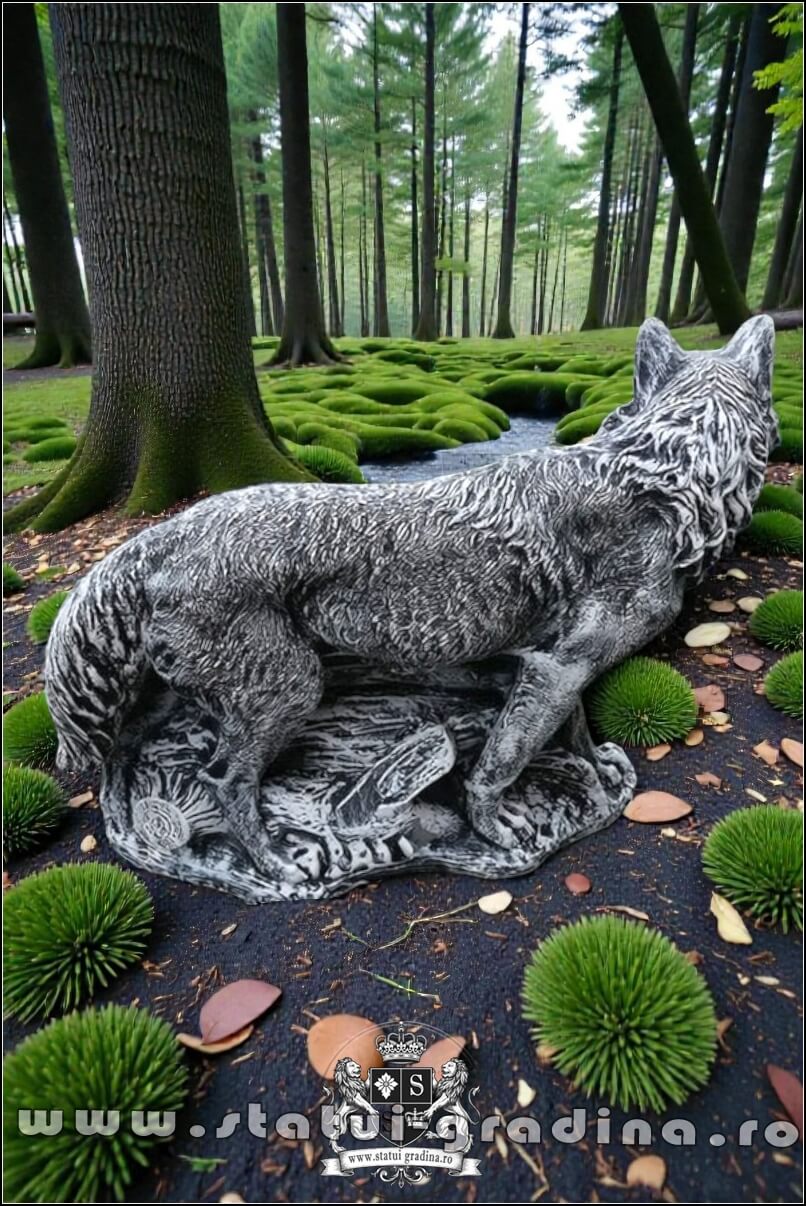 Statuetă animal lup, gri antichizat, model S78. (4)