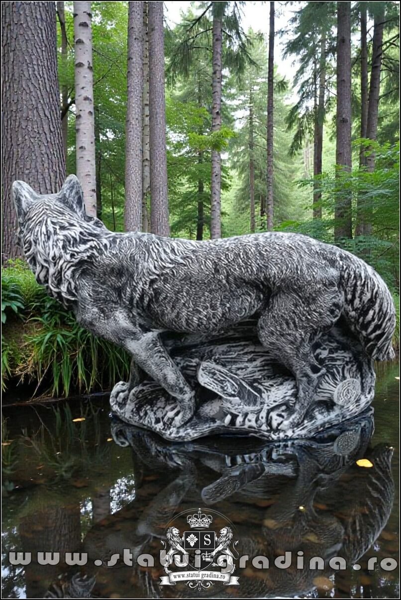 Statuetă animal lup, gri antichizat, model S78. (5)