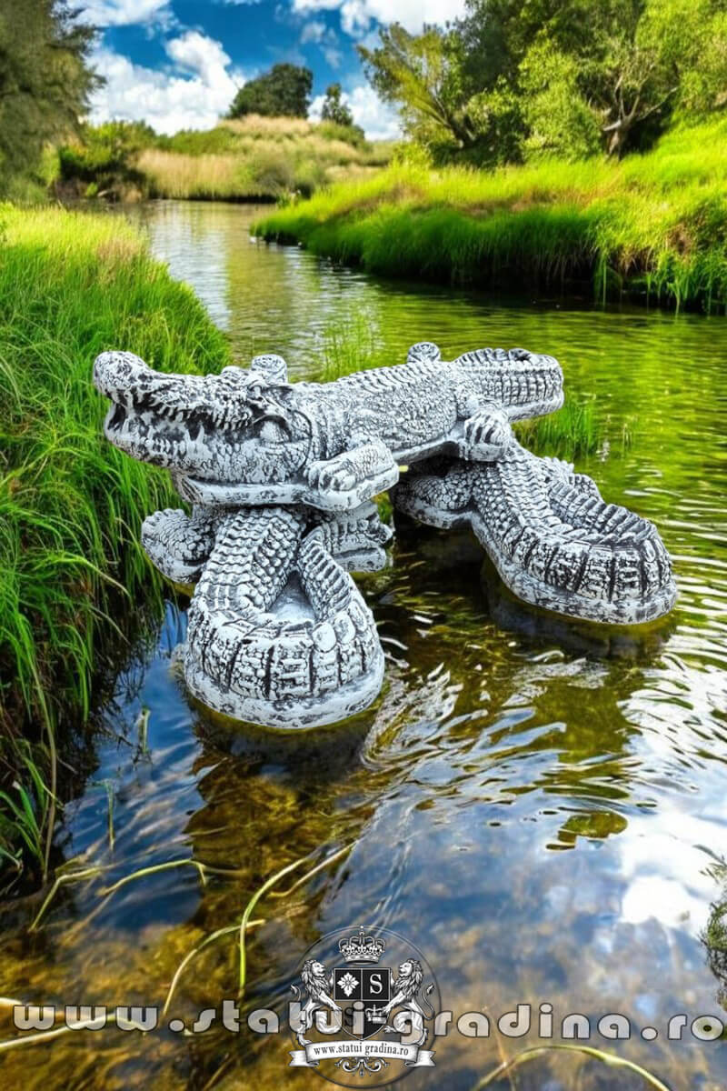 Statuetă crocodil, gri patinat, model S85. (1)