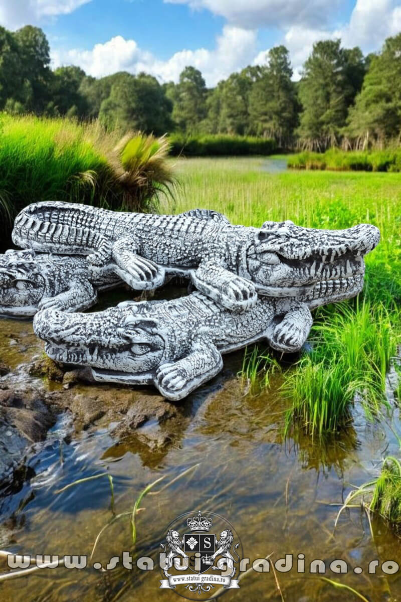 Statuetă crocodil, gri patinat, model S85. (2)