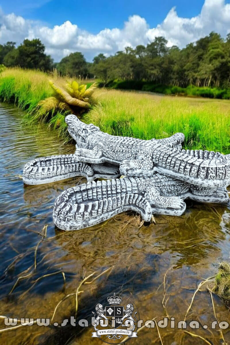 Statuetă crocodil, gri patinat, model S85. (5)