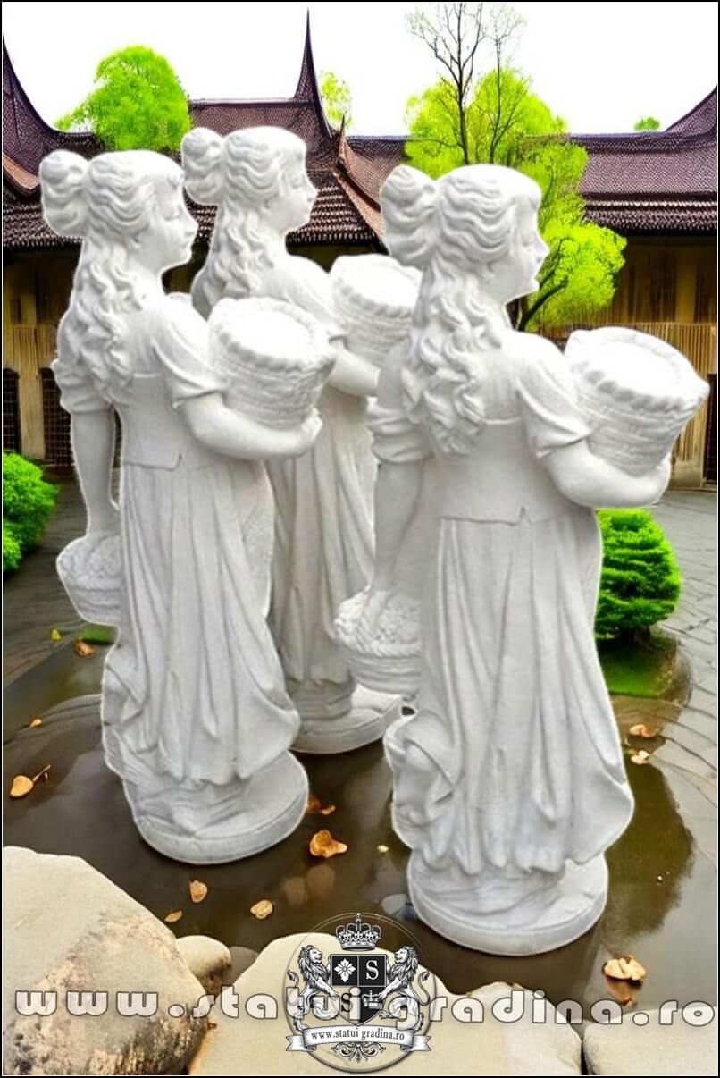 Statuetă domnița cu coșulețe, alb marmorat, model S67. (4)