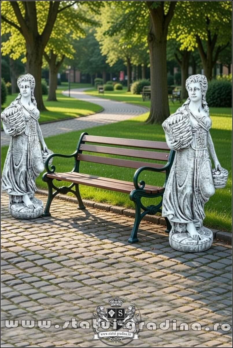 Statuetă domnița cu coșulețe, gri marmorat, model S67. (5)