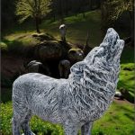 Statuetă lup mare, gri antichizat, model S95.
