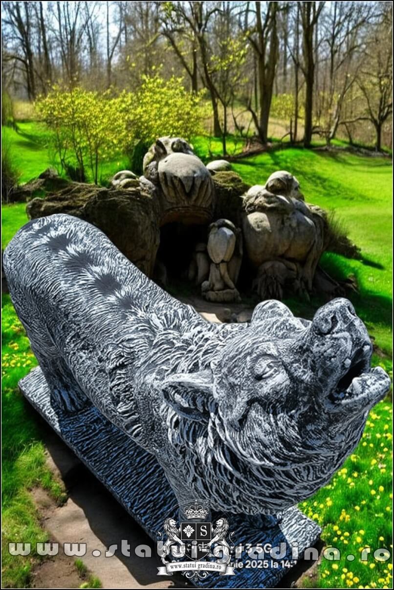 Statuetă lup mare în picioare, gri patinat, model S95. (5)