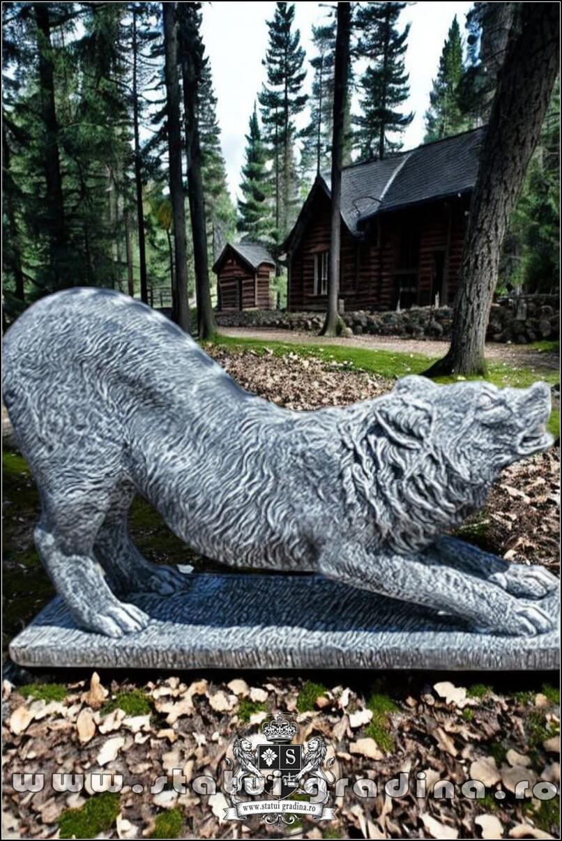 Statuetă lupoaică mare, gri antichizat, model S96. (2)