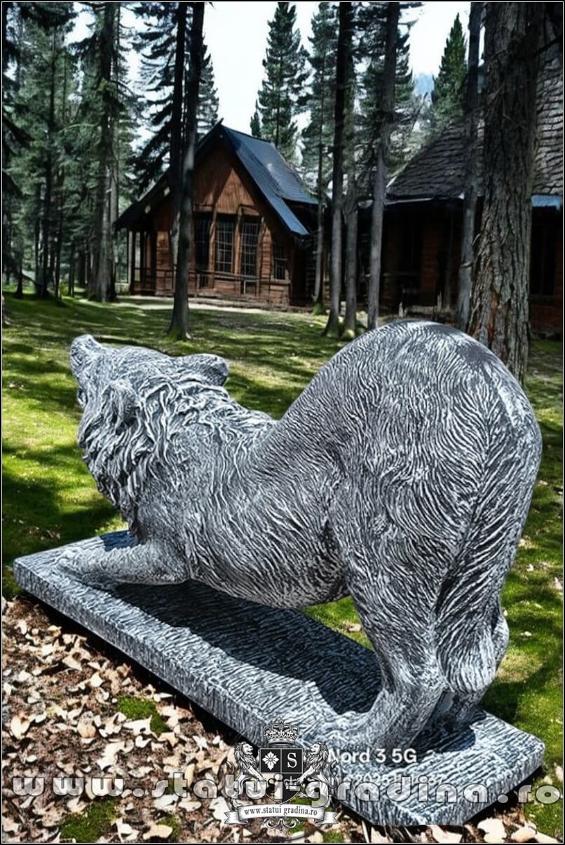 Statuetă lupoaică mare, gri antichizat, model S96. (4)