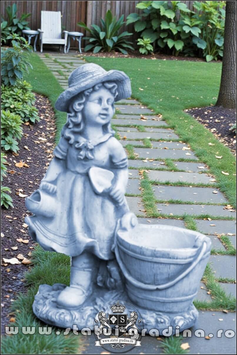 Statuetă micuța grădinăreasă, gri antichizat, model S103. (1)