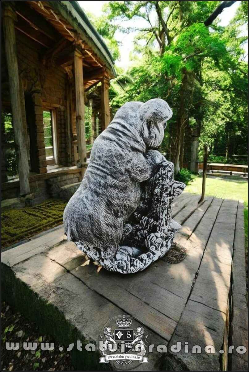 Statuetă porc mistrete, gri patinat, model S80. (3)