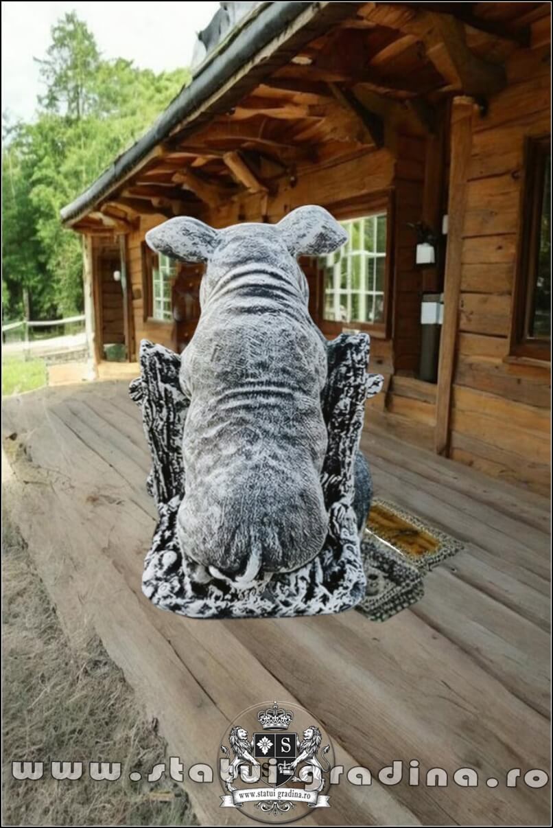 Statuetă porc mistrete, gri patinat, model S80. (5)