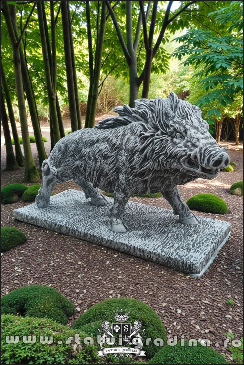 Statuetă porc mistrete, gri patinat, model S81. (1)