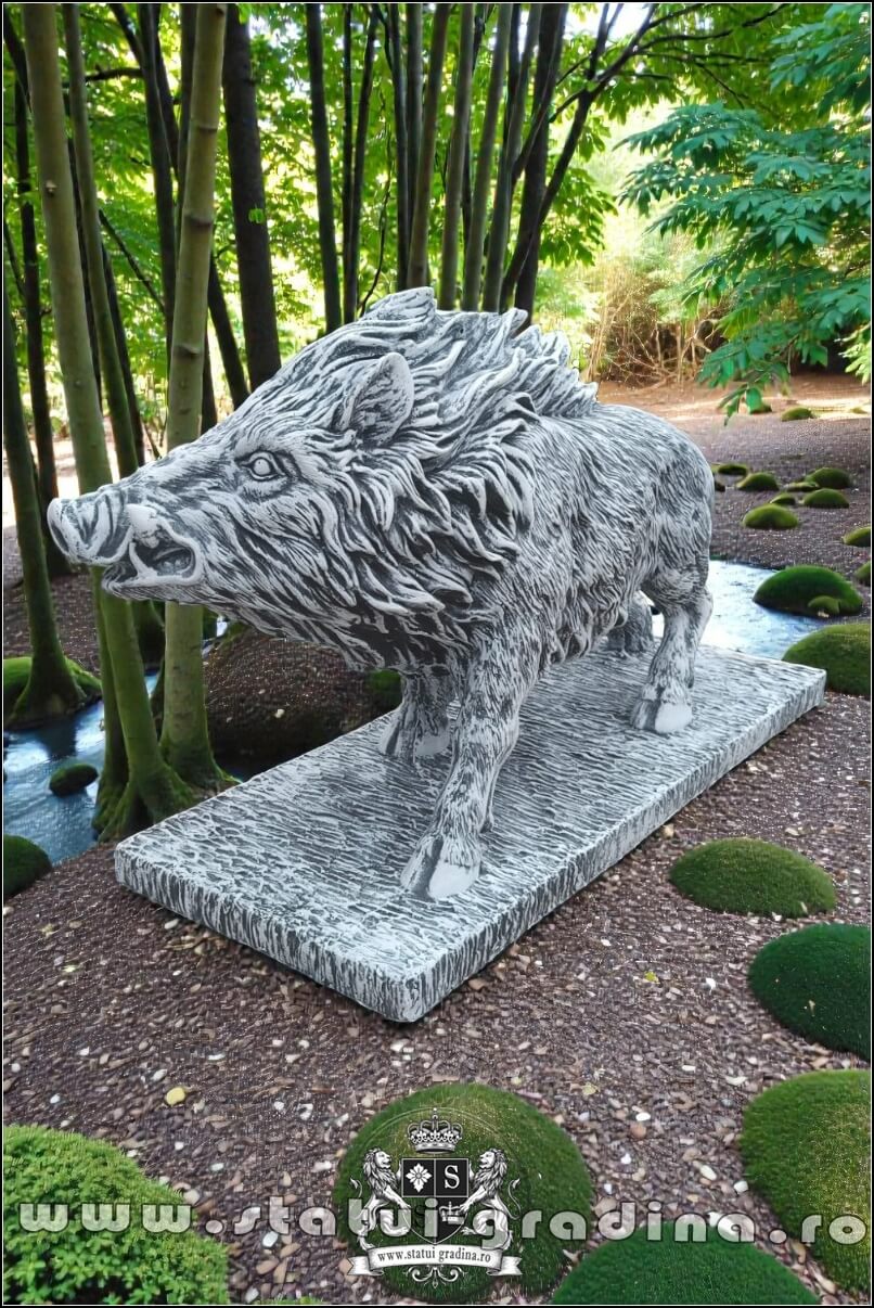 Statuetă porc mistrete, gri patinat, model S81. (2)